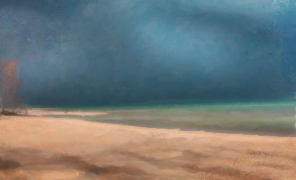 Digital Painting: Stormy Lake Huron 2