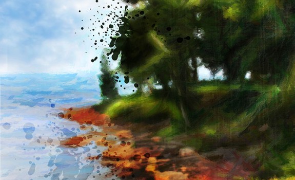 Digital Painting: Lake Huron's Shore