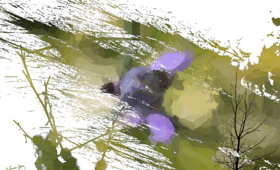 Purple and Green Abstract Floral