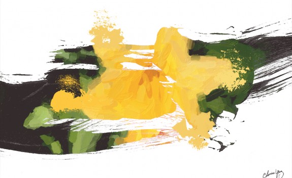 Yellow and Green Abstract Floral